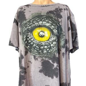 Jurassic Park Jurassic World Dinosaur Eye Tie Dye Gray & Black Shirt Size 3XL